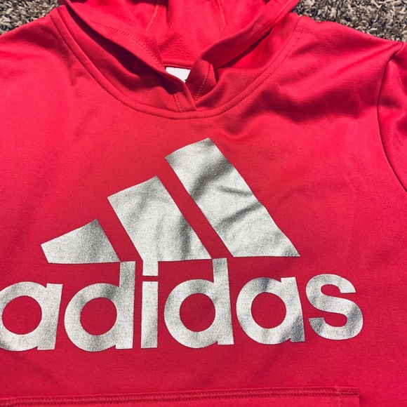 Girls Adidas hoodie pink size medium 10/12 - Picture 2 of 3